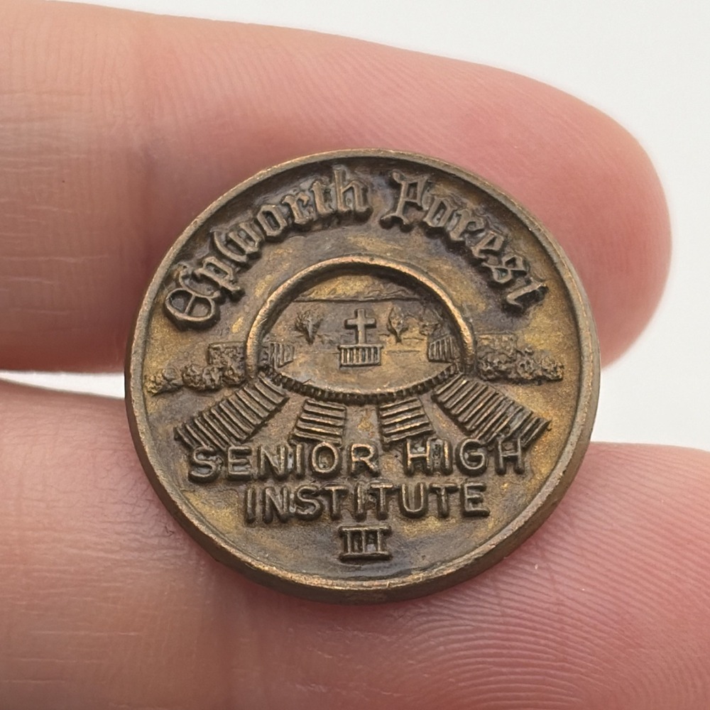 Vintage Epworth Forest Senior High Institute Indiana Bronze Tone Lapel Hat Pin